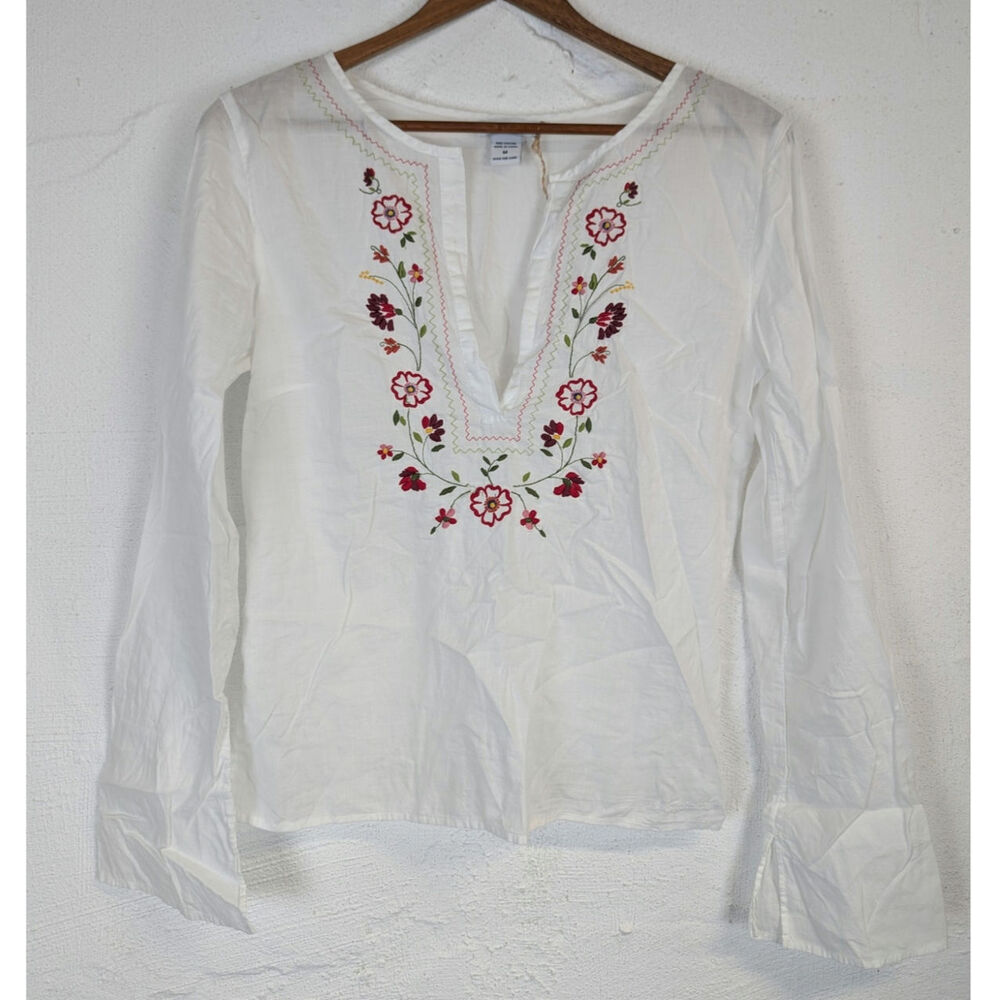 Abercrombie Fitch Embroidered Boho Blouse Floral Festival Lightweight Medium